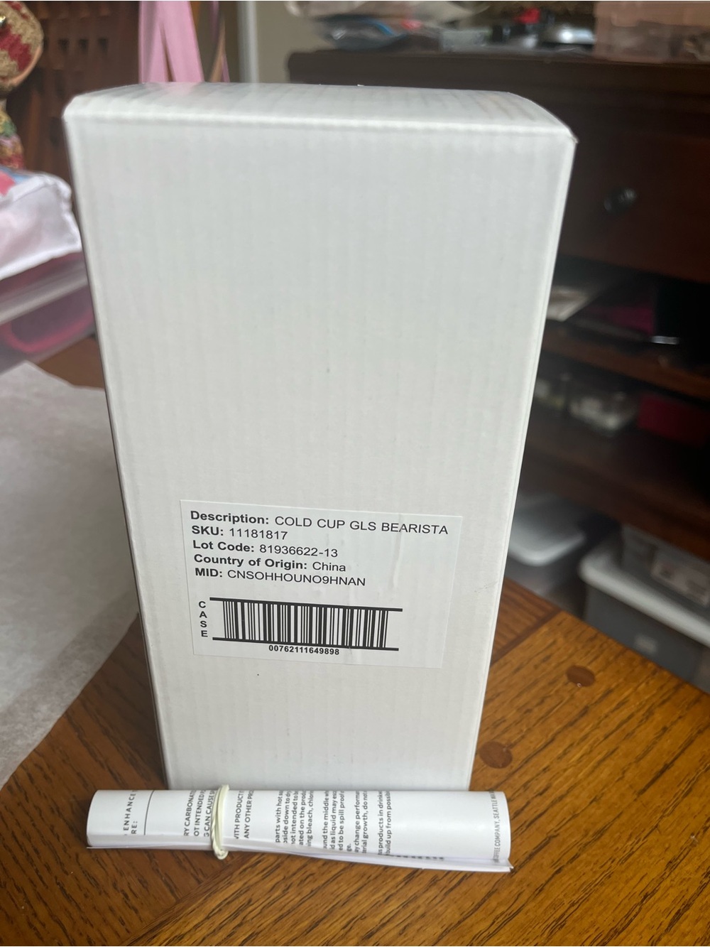 EMPTY Cold Cup Glass Bearista Box- White